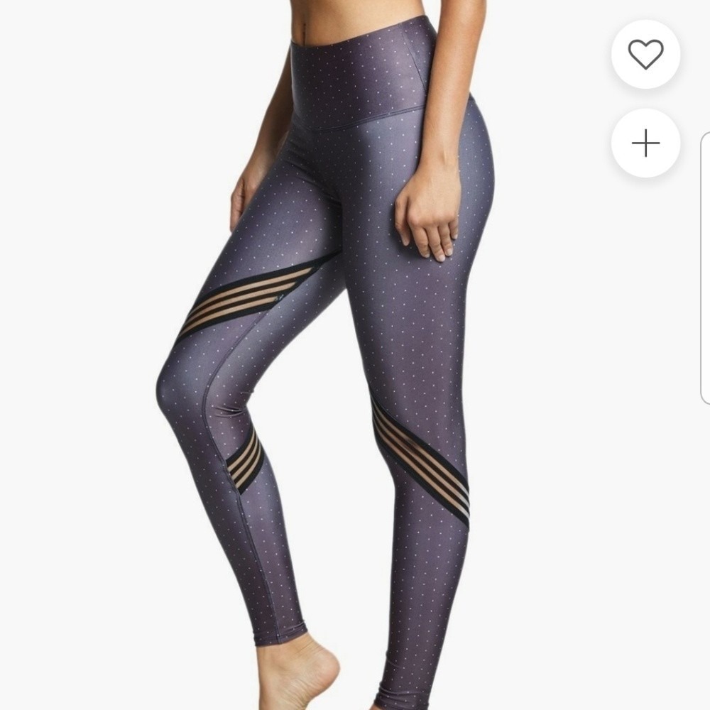 FP Movement + Onzie Leggings Carrera Polka Dot Mesh Stripe High Rise